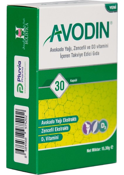 Avokado Yağı , Zencefil ve D3 Vitamini içeren takviye edici gıda
