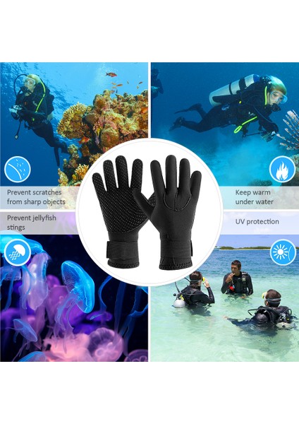 3mm Neopren Wetsuit Eldiven Sıcak Tüplü Dalış Eldiveni Kış Sörf Eldiveni Termal Anti Kayma Eldiven Spearfishing Yüzme Rafting Kayaking Kürek (Yurt Dışından)