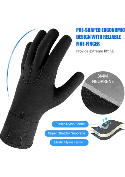 3mm Neopren Wetsuit Eldiven Sıcak Tüplü Dalış Eldiveni Kış Sörf Eldiveni Termal Anti Kayma Eldiven Spearfishing Yüzme Rafting Kayaking Kürek (Yurt Dışından)