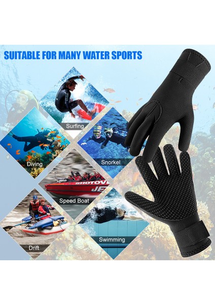 3mm Neopren Wetsuit Eldiven Sıcak Tüplü Dalış Eldiveni Kış Sörf Eldiveni Termal Anti Kayma Eldiven Spearfishing Yüzme Rafting Kayaking Kürek (Yurt Dışından)