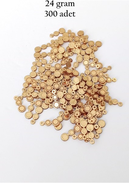 Oya Abiye Bileklik Kolye Pleksi Metalik Plastik Pul Altın Renk 24 Gram 300 Adet - Bnc558