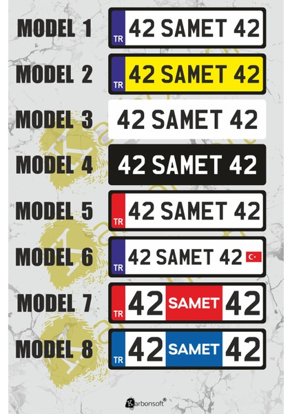 Akülü Araba Plakası | Kişiye Özel Akülü Araba Plakası | Akülü Araba Özel Plaka | Aksesuar (2 Adet) modelleri