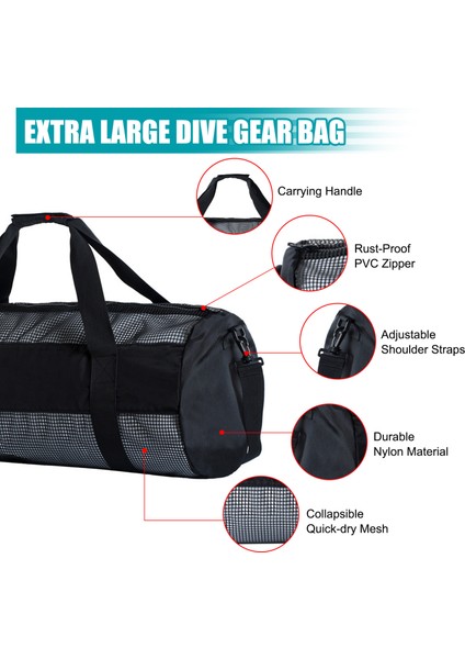 Şnorkel Çantası Dalış Takım Çantası Katlanabilir Örgü Tasarım Taşıması Kolay Dalış Şnorkel Sörf Pvc Fermuar Dayanıklı Naylon (Yurt Dışından) modelleri