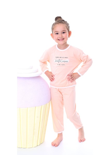 Kız Çocuk %100 Pamuk Desenli Rahat Pijama Takımı-Yumuşak ve Cilt Dostu