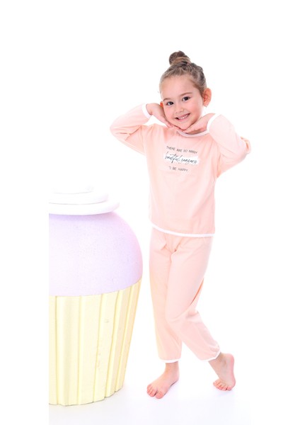 Kız Çocuk %100 Pamuk Desenli Rahat Pijama Takımı-Yumuşak ve Cilt Dostu
