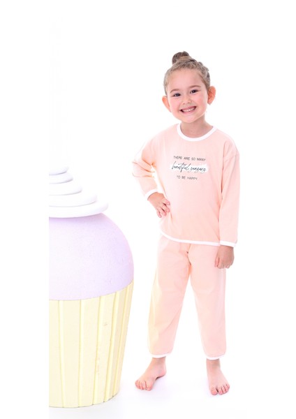 Kız Çocuk %100 Pamuk Desenli Rahat Pijama Takımı-Yumuşak ve Cilt Dostu