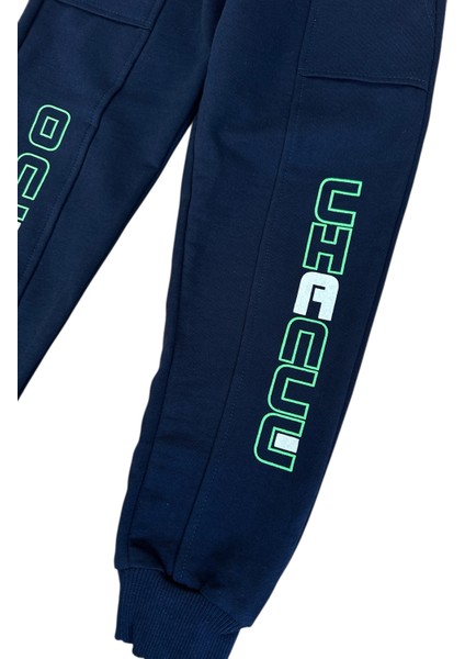 Beli Lastikli Erkek Çocuk Jogger Lacivert Eşofman Altı