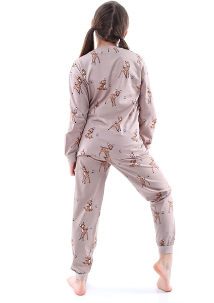 Kız Çocuk %100 Pamuk Desenli Rahat Pijama Takımı-Yumuşak ve Cilt Dostu