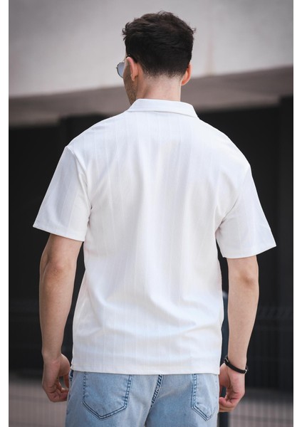 Lond Polo Yaka Jakar Kumaş Yarım Fermuarlı Erkek Tshirt fırsatları