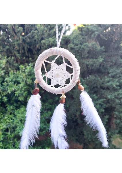 Dream Catcher Düş Kapanı Tüylü Asmalık 8cm Çap El Yapım Dantel 1 Adet