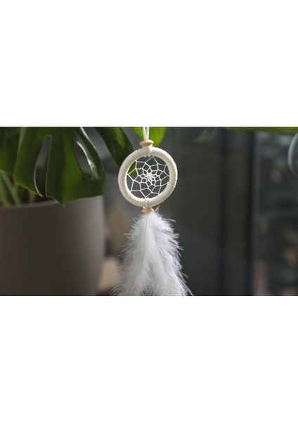 Dream Catcher Düş Kapanı Tüylü Asmalık 8cm Çap El Yapım Dantel 1 Adet