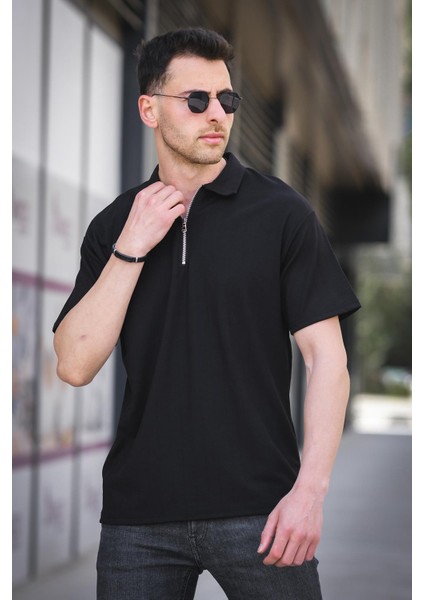 Lond Polo Yaka Jakar Kumaş Yarım Fermuarlı Erkek Tshirt fiyatları