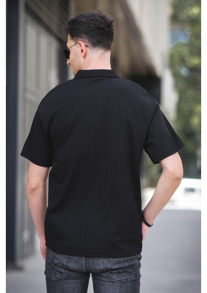 Lond Polo Yaka Jakar Kumaş Yarım Fermuarlı Erkek Tshirt fırsatları