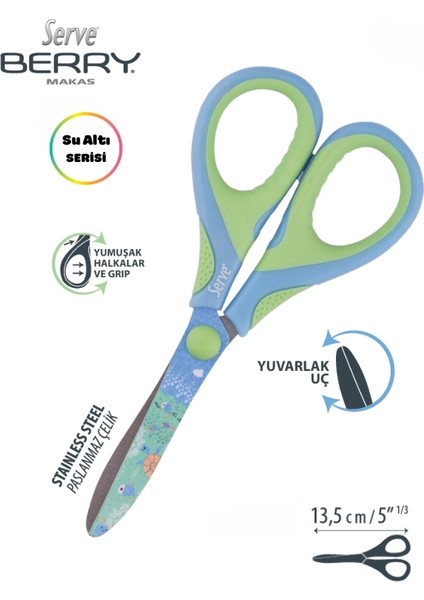 Berry Su Altı Serisi 13.5 Cm. Çocuk Makası (Paslanmaz Çelik) modelleri
