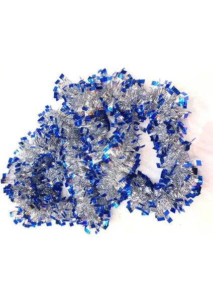 Mavi Gümüş Renk 4 cm Genişlik Garland Çift Renk Sim Süs 180 cm (4727)