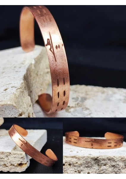 Saf Bakır Bileklik Kişiye Özel Motifli Desenli Bakır Bilezik Bileklik Unisex