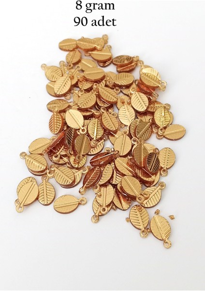 Oya Abiye Bileklik Kolye Pleksi Metalik Plastik Pul Altın Renk 8 Gram 90 Adet - Bnc478