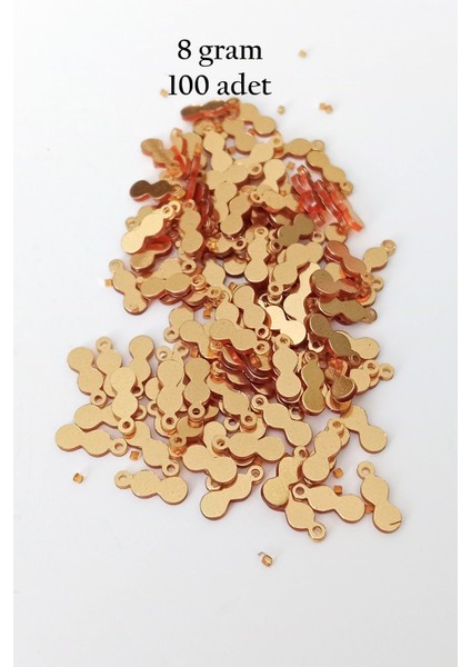 Oya Abiye Bileklik Kolye Pleksi Metalik Plastik Pul Altın Renk 8 Gram 100 Adet - Bnc492