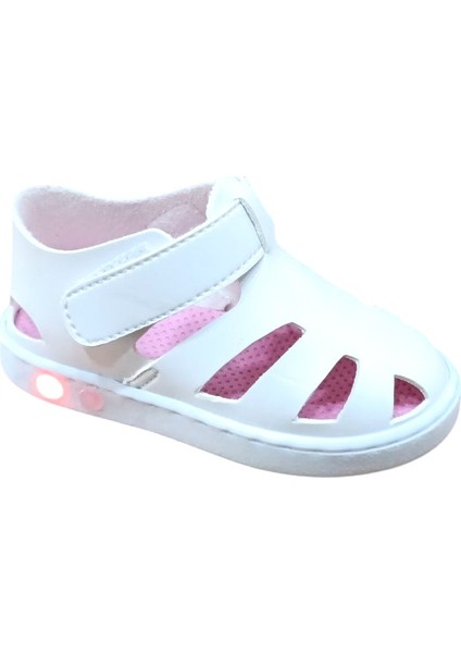 Middo Igor Bebe Kız - Erkek Işıklı Sandalet Beyaz - Pembe