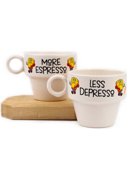 More Espresso & Less Despresso 2'li Espresso Bardak Seti - Hediye Seramik Fincan