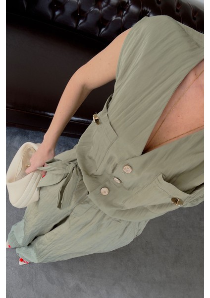 Safari Model Kırışık Sıfır Kol Tulum- Mint modelleri