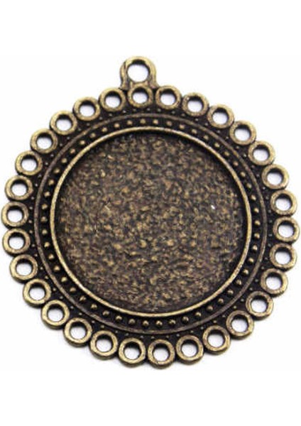 Epoksi Kolye Ucu Yuvarlak Daireli Antik Sarı Renk 5,2 cm (5 Adet)