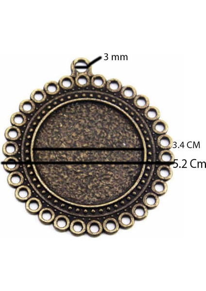 Epoksi Kolye Ucu Yuvarlak Daireli Antik Sarı Renk 5,2 cm (5 Adet) modelleri