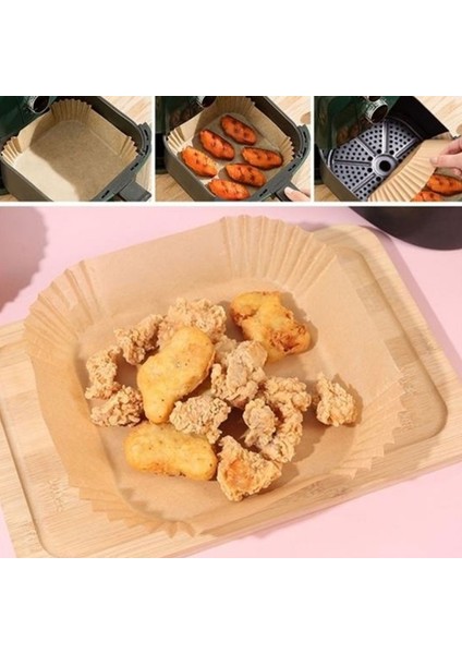 Tek Kullanımlık Tabak Kare Air Fryer Için Pişirme Kağıdı 50 Li 16 cm