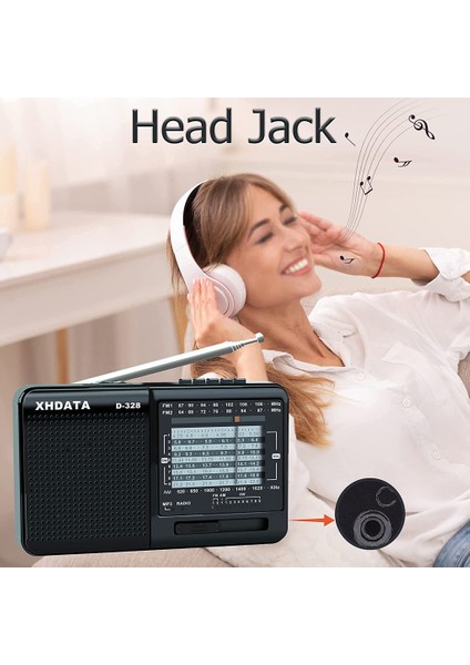 D-328 Taşınabilir Radyo 12 Bant Cep Radyosu, Dsp/mp3 Müzik Çalar ve Tf Kart Yuvası USB