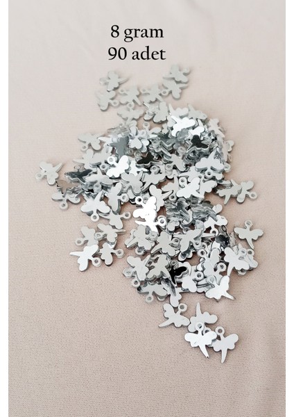 Oya Abiye Bileklik Kolye Pleksi Metalik Plastik Pul Gümüş Renk 8 Gram 90 Adet - Bnc503