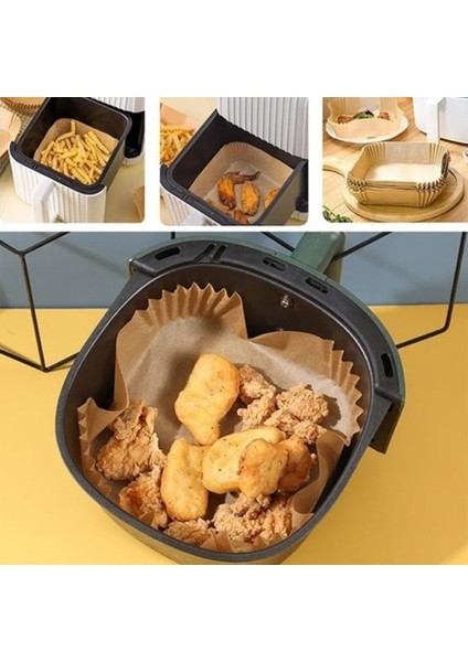 Tek Kullanımlık Tabak Kare Air Fryer Için Pişirme Kağıdı 50 Li 16 cm