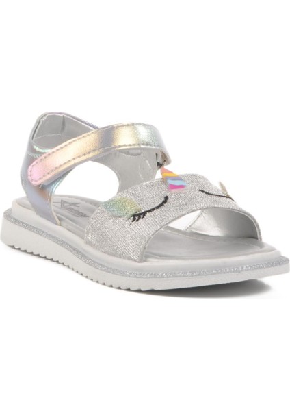 Gümüş Simli Çocuk Sandalet 25T105 F