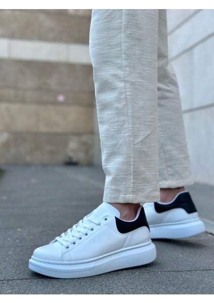 BA0547 Boa Kalın Yüksek Taban Beyaz Siyah Bağcıklı Spor Erkek Ayakkabı fiyatları