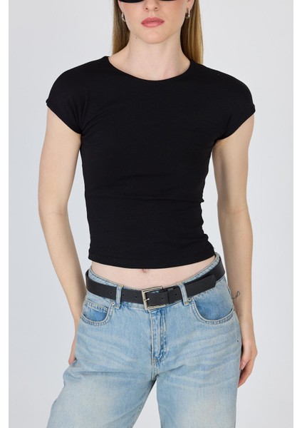 Siyah Bisiklet Yaka Pamuklu Slim Fit Tişört 9190 fırsatları