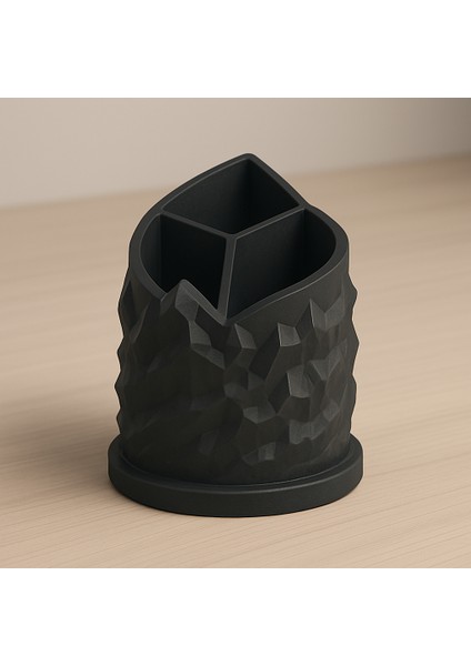 Spiral Dağ Temalı 3 Bölmeli Kalemlik | 3D Baskı Tasarım | Dayanıklı Pla Hammadde | Çap: 11 cm Yükseklik: 13 cm | Kalem Kutusu