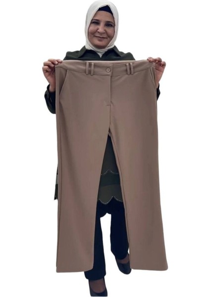 Büyük Beden Likralı Krep Boru Paça Pantalon