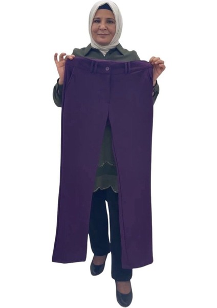 Büyük Beden Likralı Krep Boru Paça Pantalon