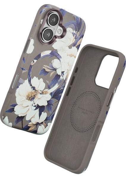 Iphone 16 Flower Series Magsafe Kapak - Gri Mrayd