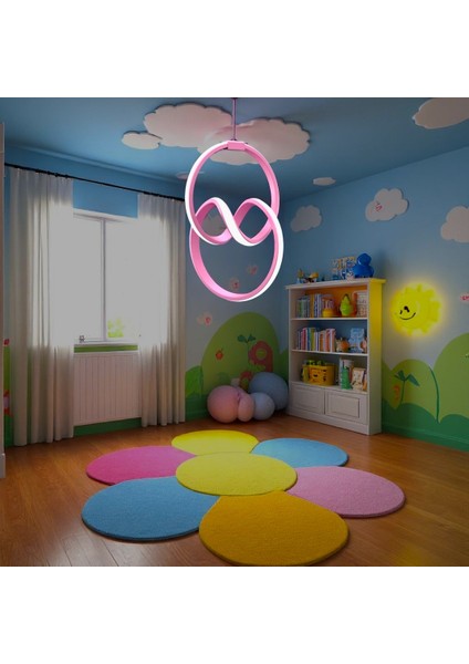 Feliz Çocuk Odası Pembe Modern LED Avize