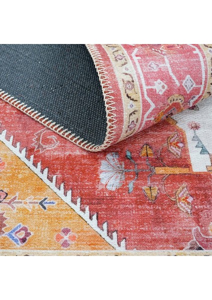 Beylerbeyi By 837 Pembe Halı Etnik Desenli Otantik Ev Salon Halısı Yıkanabilir Dokuma Şönil Halı