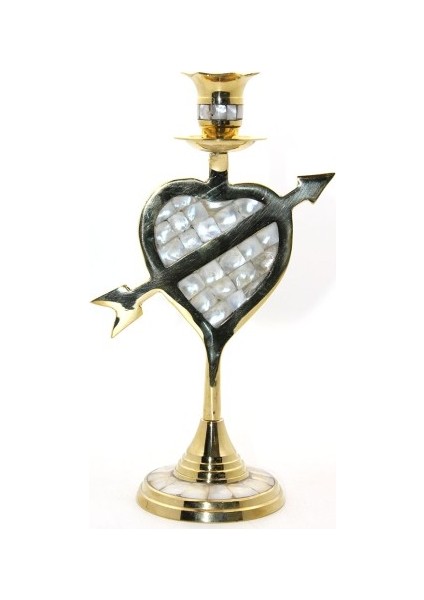 Pirinç Sedefli Tekli Şamdan Model 2