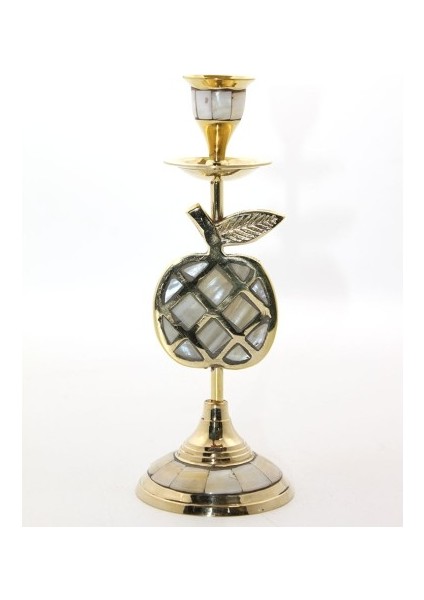 Pirinç Sedefli Tekli Şamdan Model 1