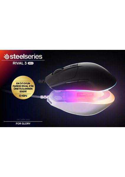 Rival 3 Gen 2 Rgb Kablolu Gaming Mouse Siyah
