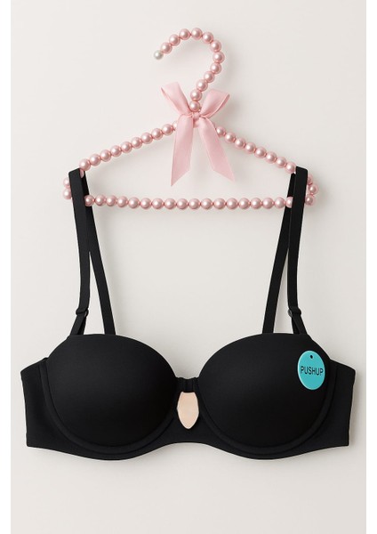 Siyah Push-Up Balconette Kesim B Cup Sütyen