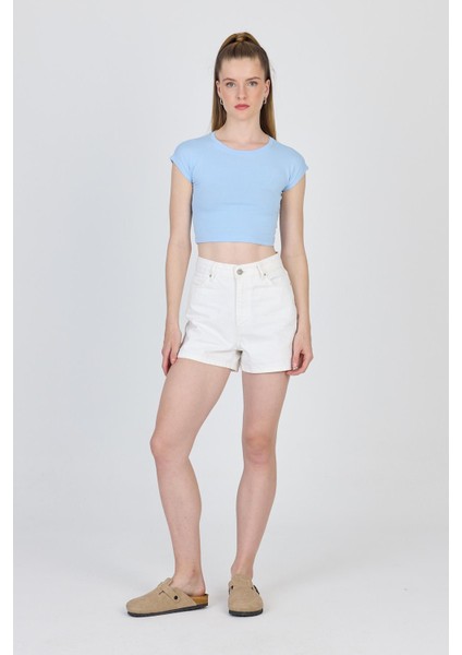 Mavi Bisiklet Yaka Pamuklu Slim Fit Crop Tişört 9199M fiyatları