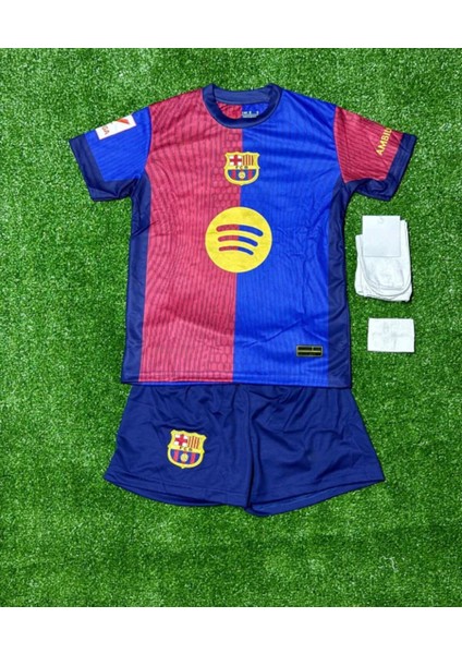 Lamine Yamal B.a.r.c.e.l.o.n.a Yeni Sezon Iç Saha Çocuk Fıtbol Forması 4lü Set Çorap Bileklik HD119