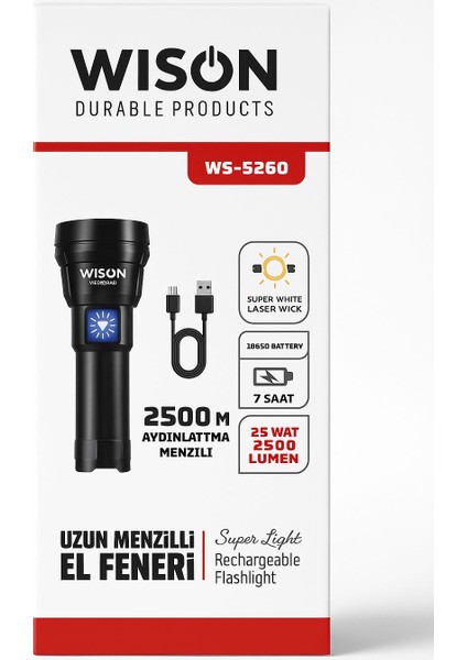 Wıson WS-5260 Uzun Menzilli El Feneri