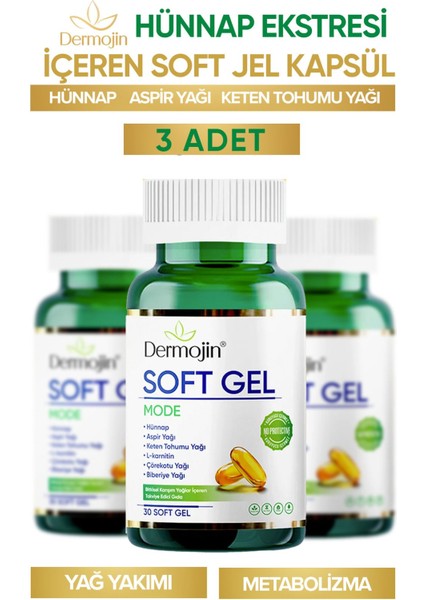 3 Adet Hünnap Bitkisel Karışım Yağlar Içeren Takviye Edici Soft Jel Kapsül