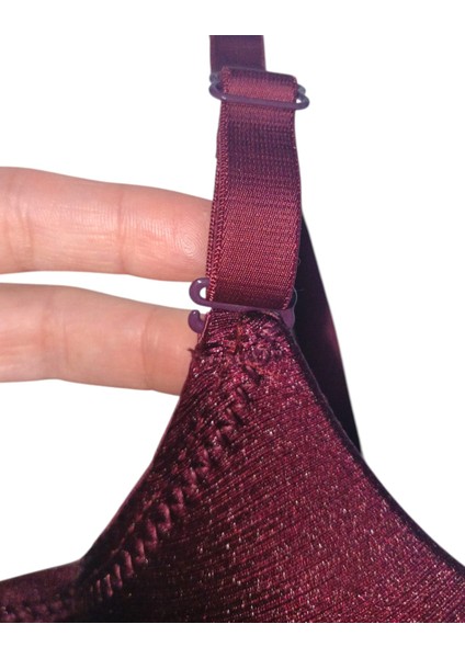 Çizgili Saten Işıltısı Vişne B Cup Push-Up Straplez Sütyen fiyatları