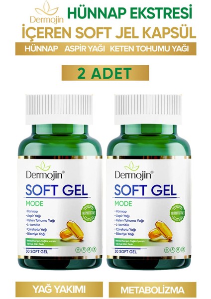 2 Adet Hünnap Bitkisel Karışım Yağlar Içeren Takviye Edici Soft Jel Kapsül